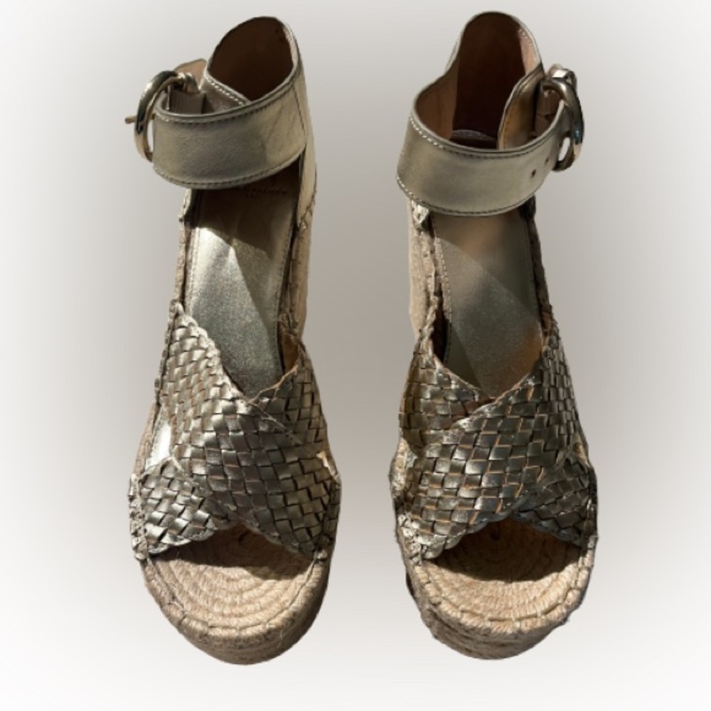 Marc Fisher platinum platform sandals with ankle strap.  Like New. Size 9